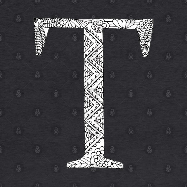 Henna Alphabet T / Henna Letter T - Black Henna Line Art by Tilila